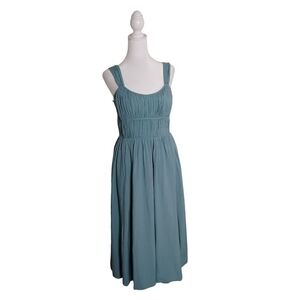 Crown & Ivy Society Social The Blythe Blue Sleeveles Smocking Maxi Dress 4